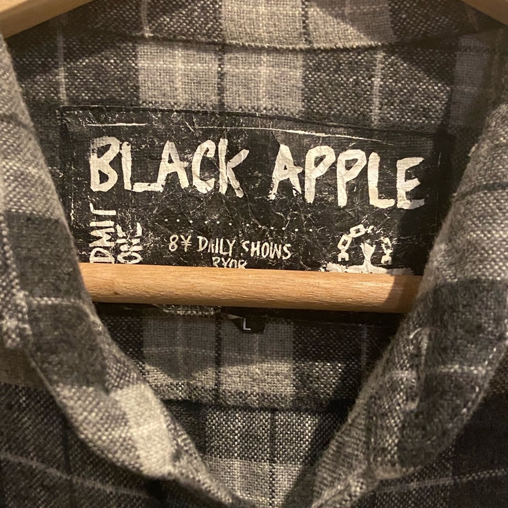 Black Apple Button Down Flannel - image 3